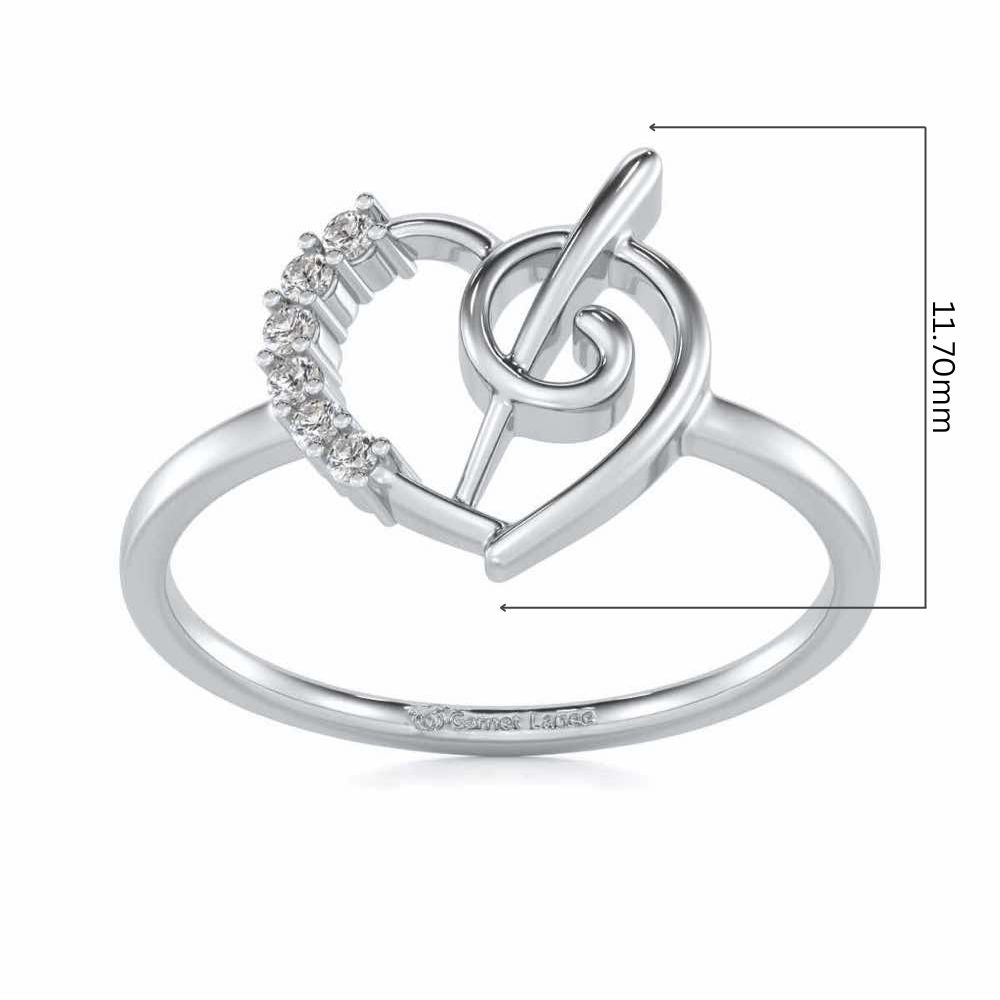 Spiral Heart Silver Ring - White Gold - Image 5