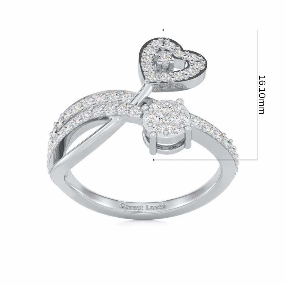 Heart Gloria Silver Ring - White Gold - Image 5