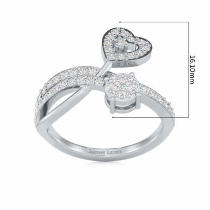 Heart Gloria Silver Ring - White Gold - Image 5