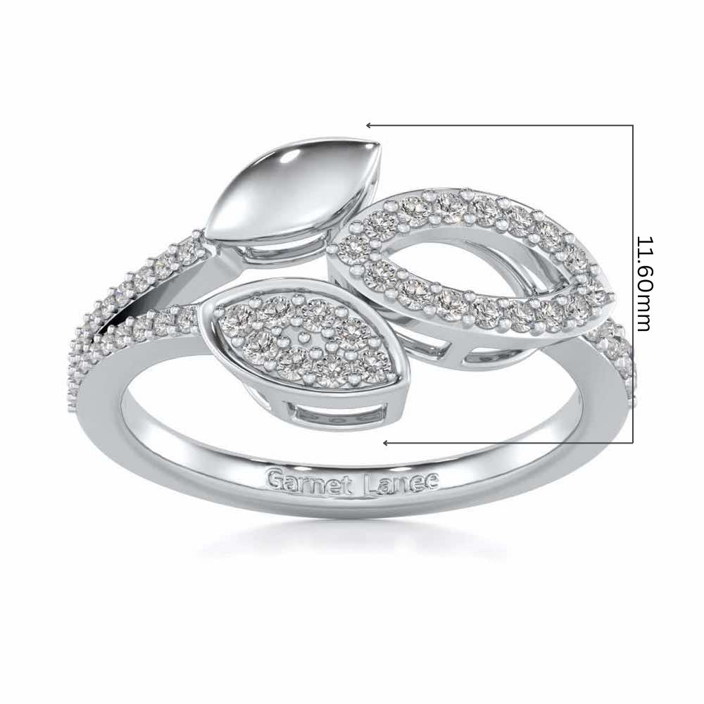 Leafy Dance Silver Ring - White Gold - Image 5
