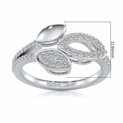 Leafy Dance Silver Ring - White Gold - Image 5
