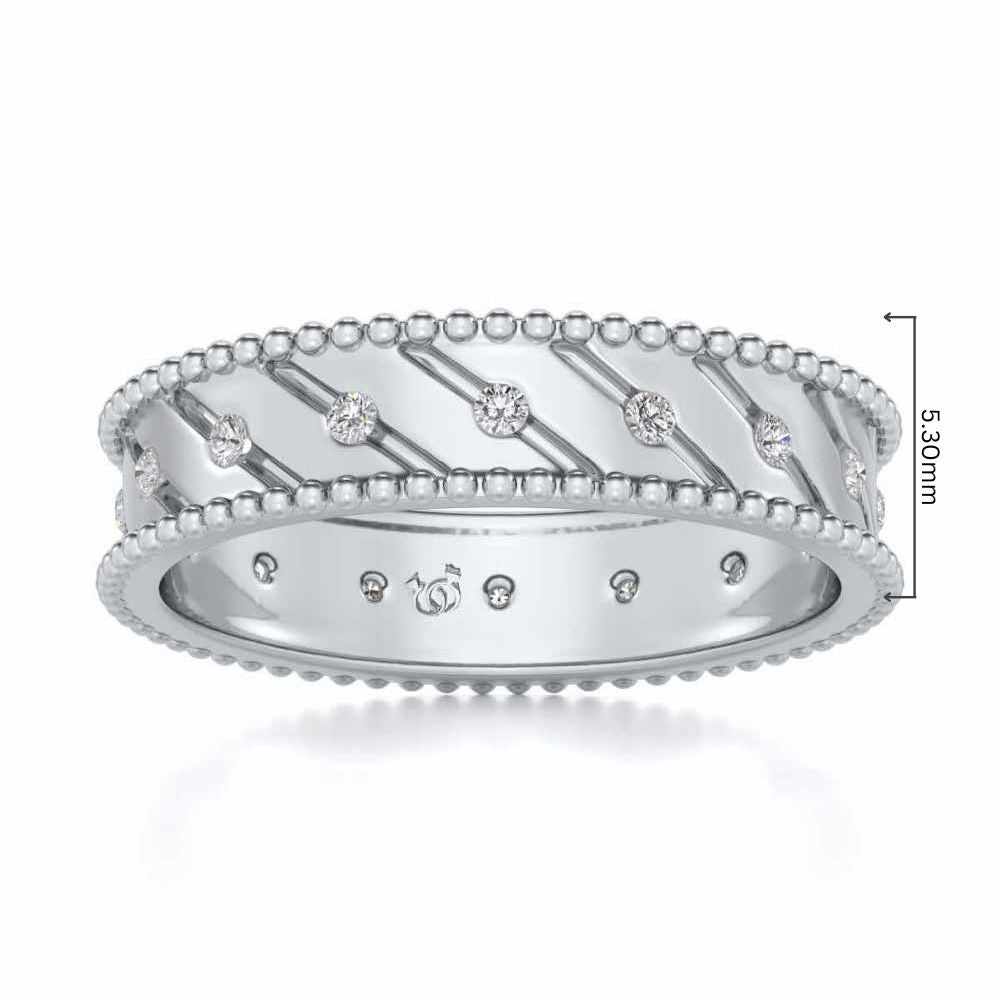 Diagonal Shine Silver Band Ring - White Gold - Image 5