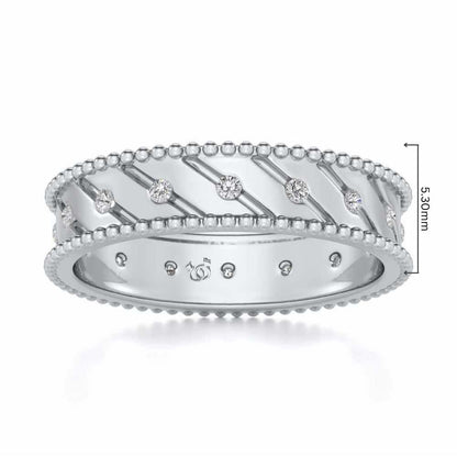 Diagonal Shine Silver Band Ring - White Gold - Image 5