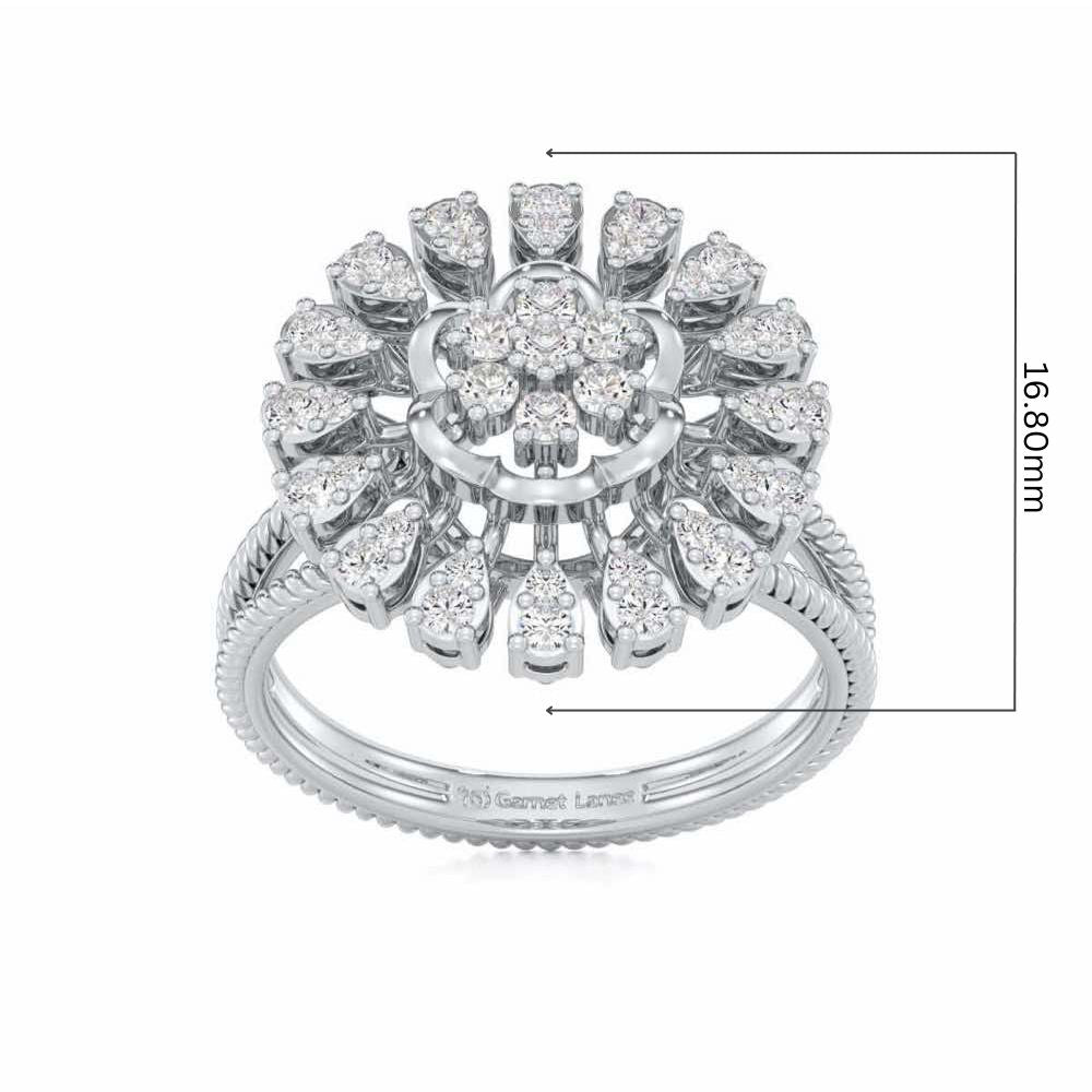 Radiant Bloom Silver Ring - White Gold - Image 5