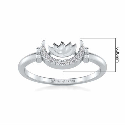 Lotus Moon Silver Ring - White Gold - Image 5