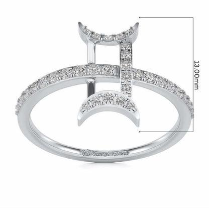 Divine Gemini Silver Ring - White Gold - Image 5