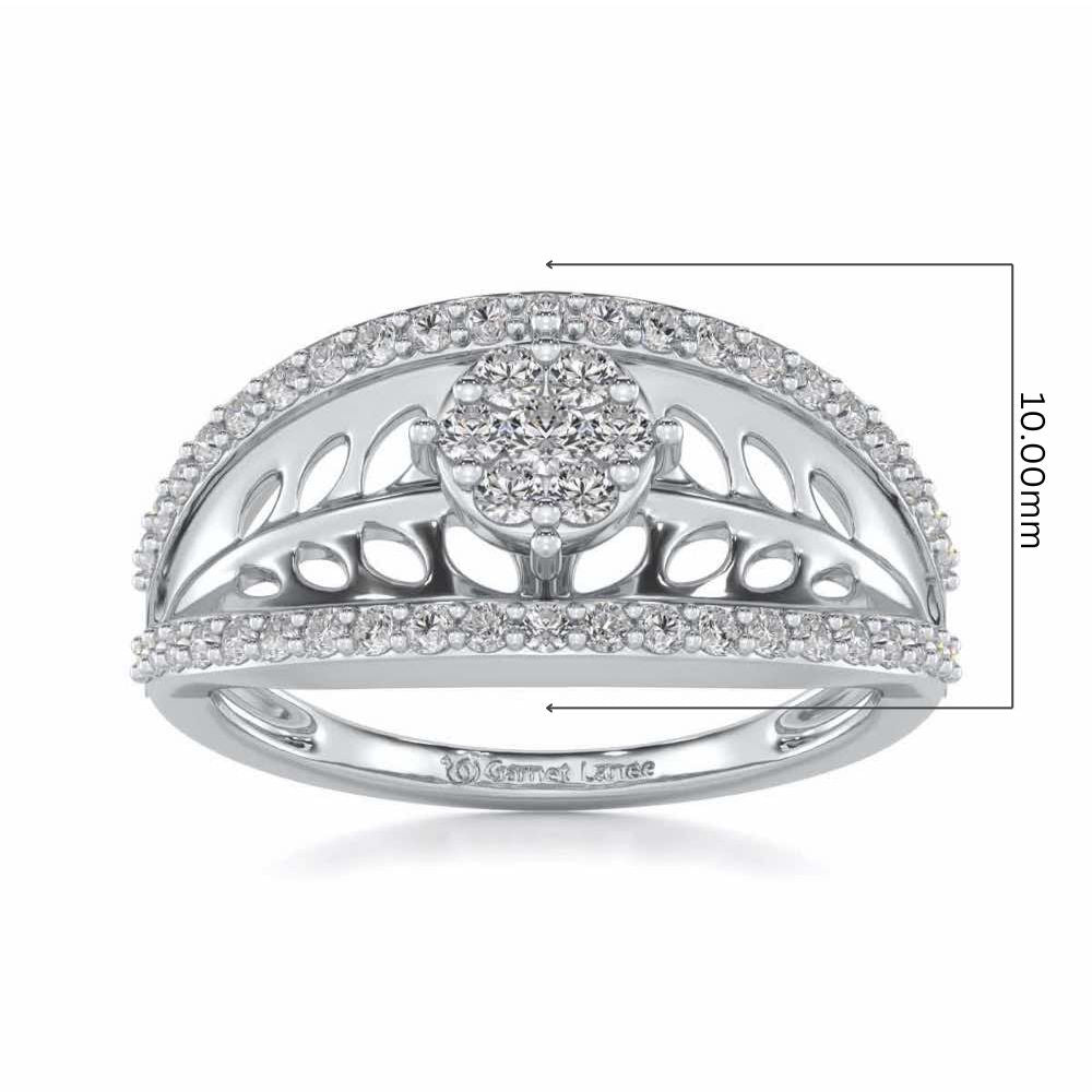 Flower Bouquet Silver Ring - White Gold - Image 5