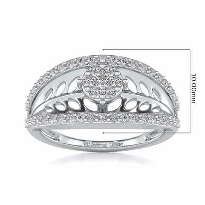 Flower Bouquet Silver Ring - White Gold - Image 5