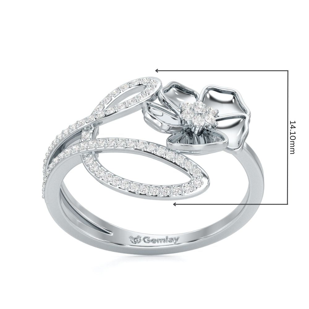 Serene Petals Silver Ring - White Gold - Image 5