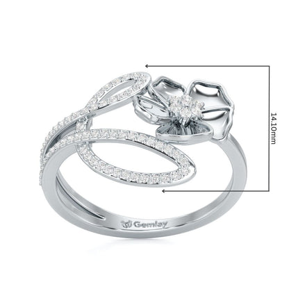 Serene Petals Silver Ring - White Gold - Image 5