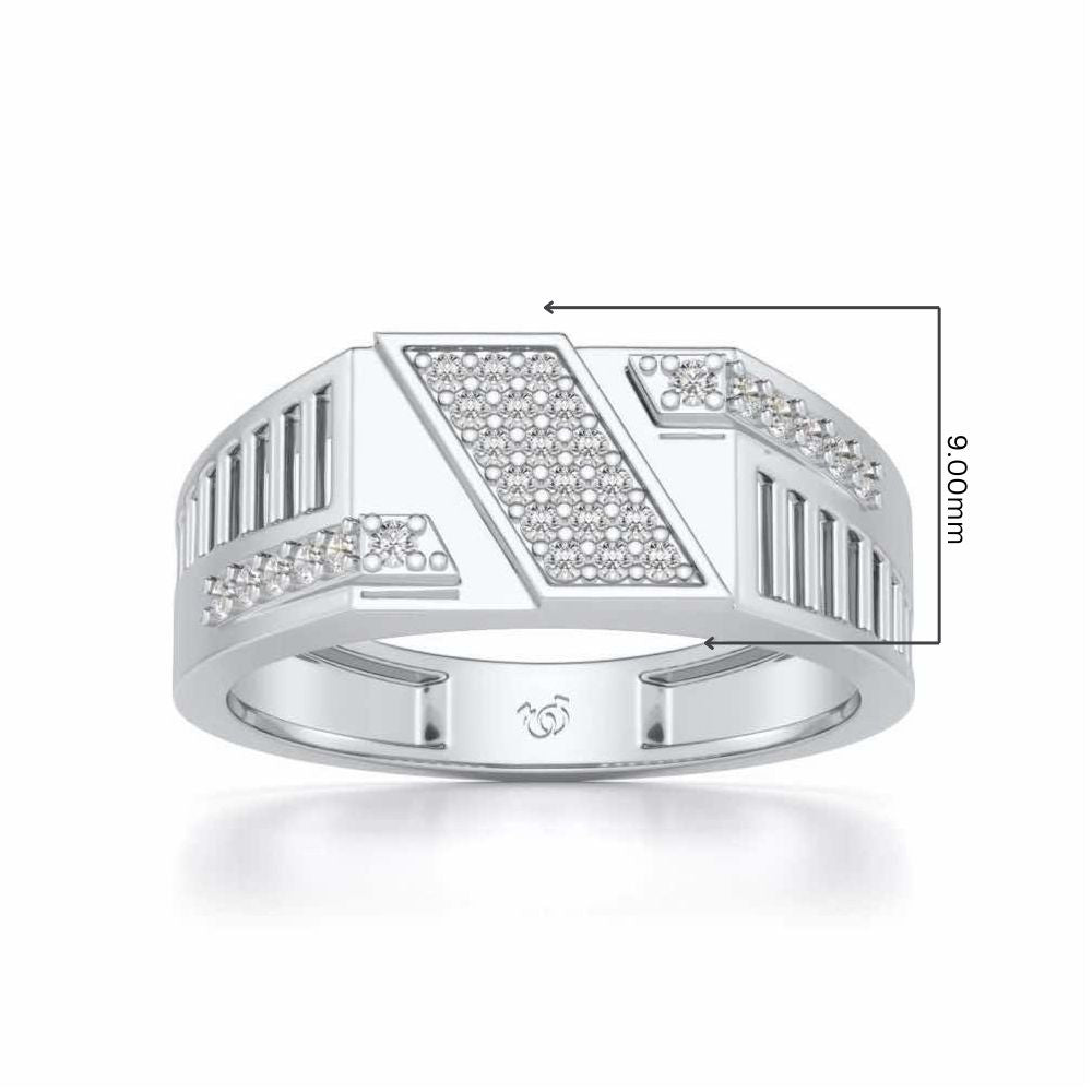 Slant Shine Silver Ring For Men - White Gold - Image 5