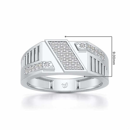 Slant Shine Silver Ring For Men - White Gold - Image 5