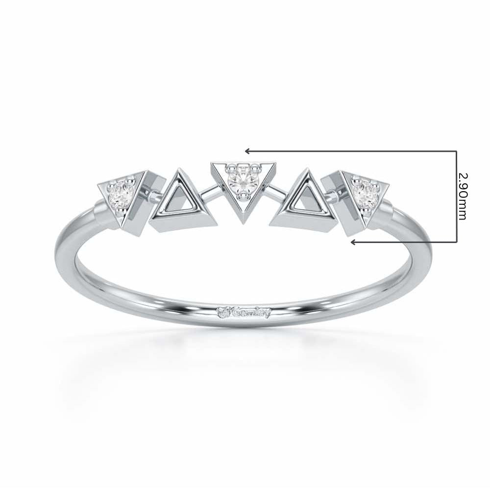 Triangle Meet Silver Ring - White Gold - Image 2