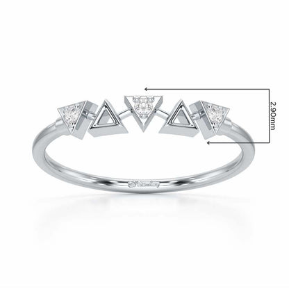 Triangle Meet Silver Ring - White Gold - Image 2