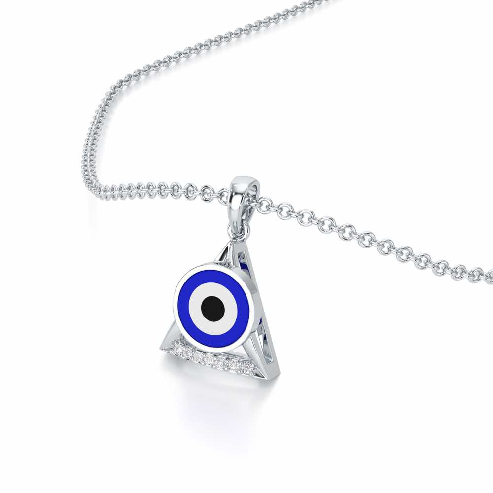 Guardian Eye Silver Pendant - White Gold - Image 2