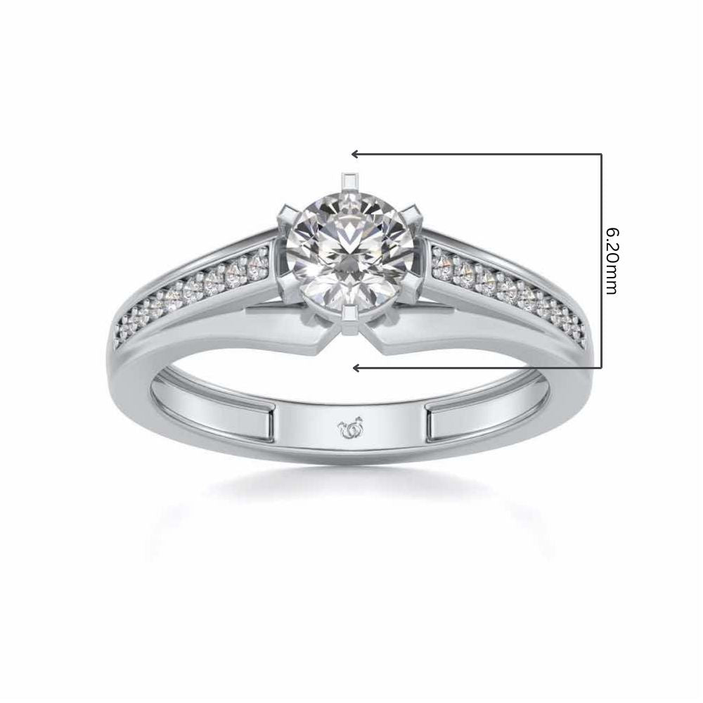 Opulent Solitaire Silver Ring - White Gold - Image 5