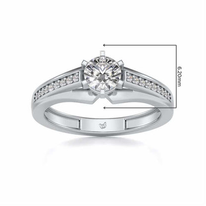 Opulent Solitaire Silver Ring - White Gold - Image 5