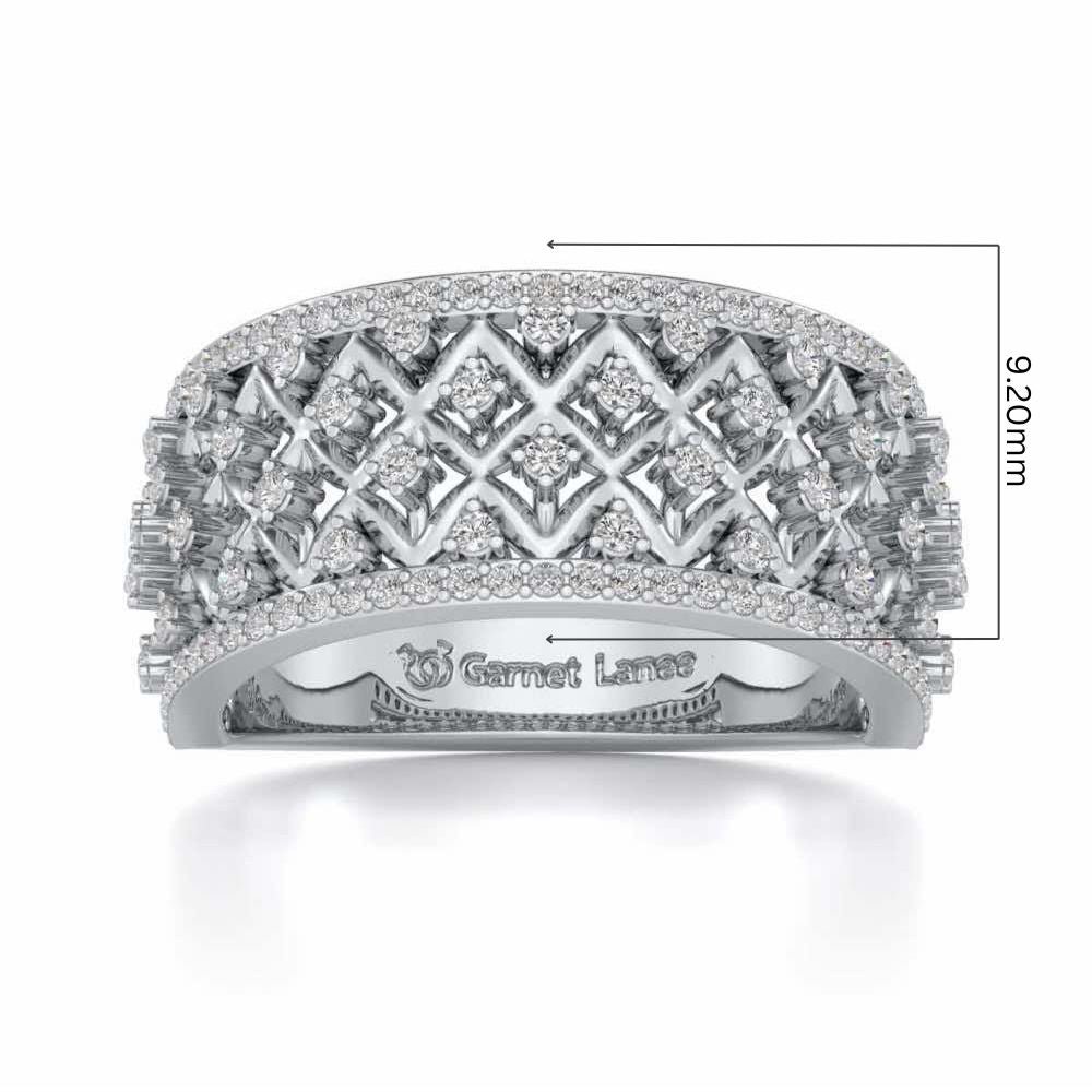 Just Lattice Silver Band Ring - White Gold - Image 5
