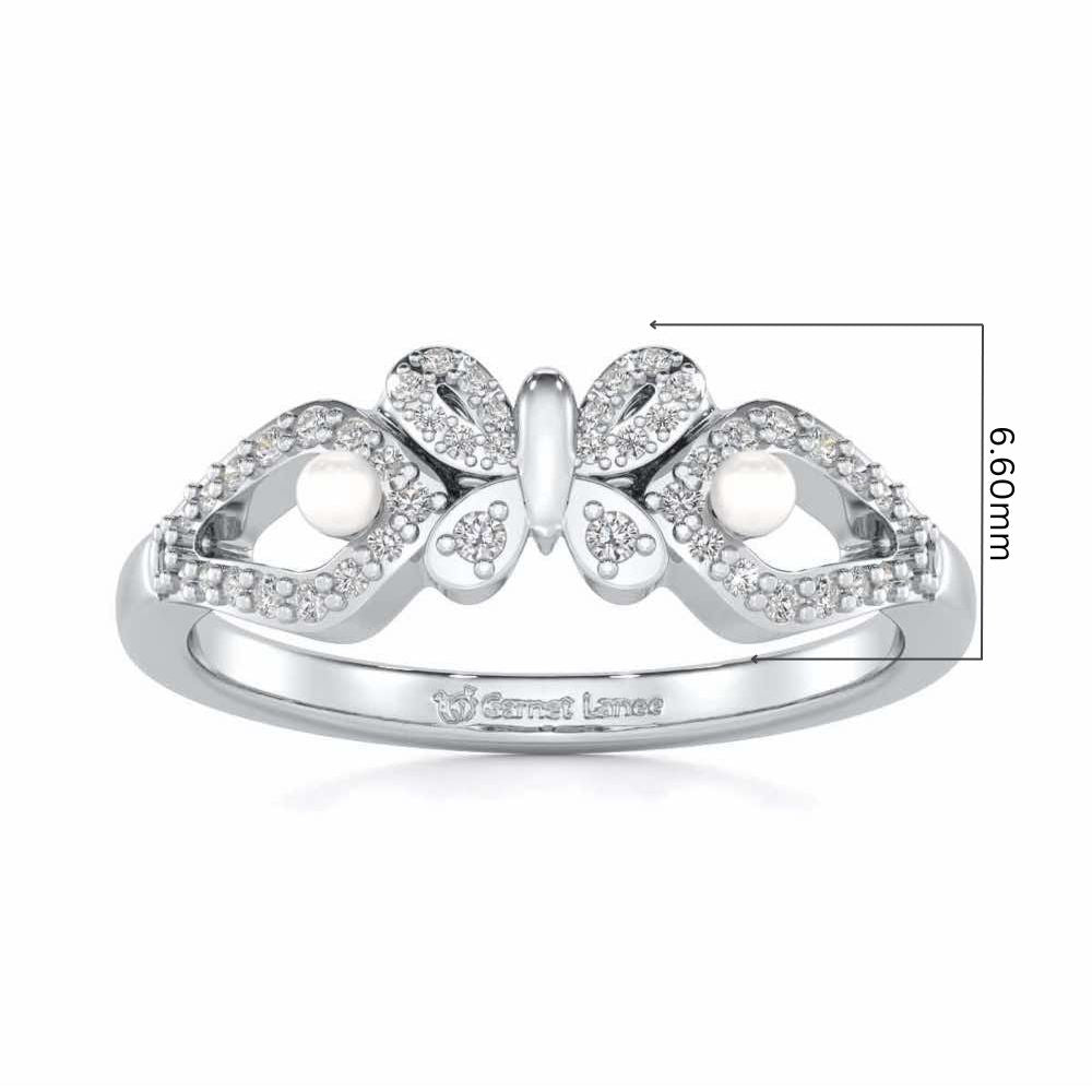 Blissfly Silver Pearl Ring - White Gold - Image 5