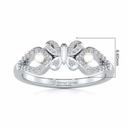 Blissfly Silver Pearl Ring - White Gold - Image 5