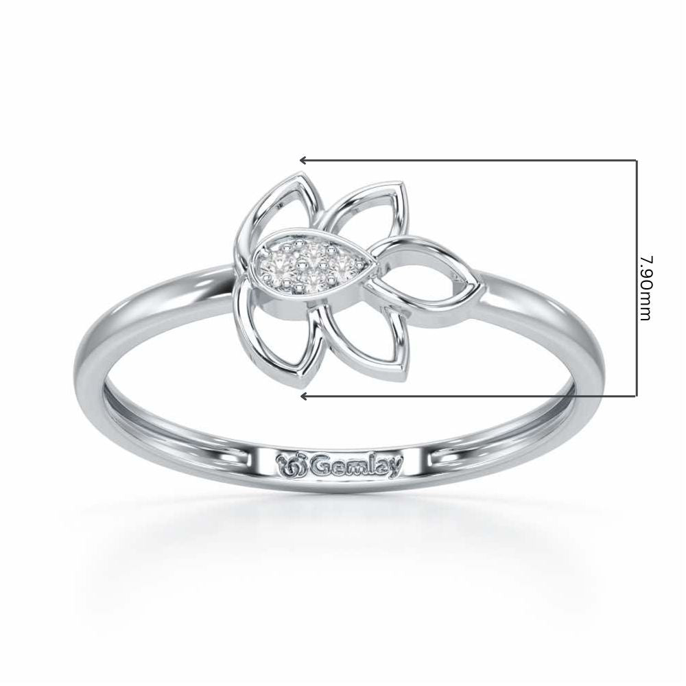 Side Vine Silver Ring - White Gold - Image 2