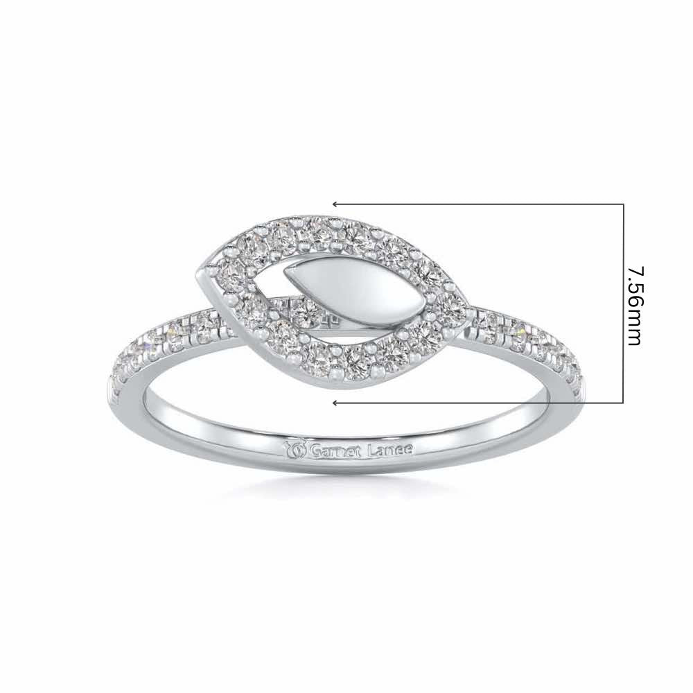 Dainty Leaf Silver Ring - White Gold - Image 5