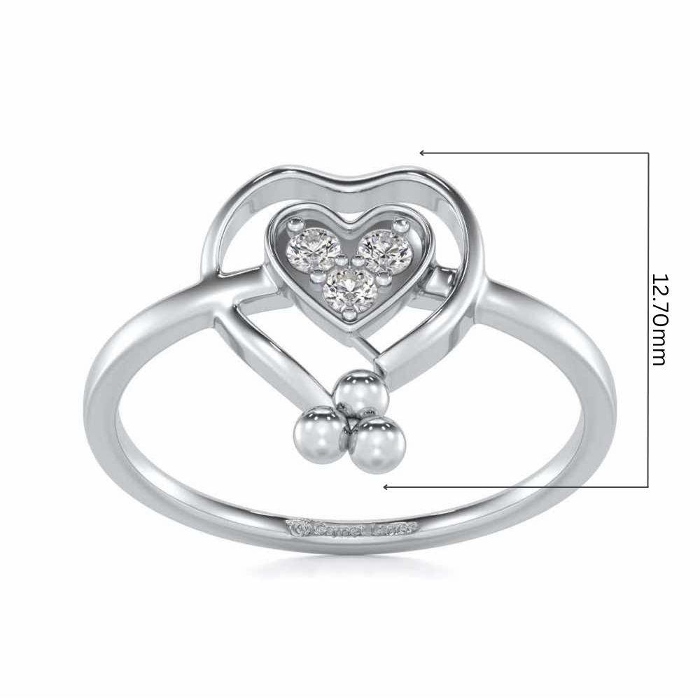 Ringing Heart Silver Ring - White Gold - Image 5