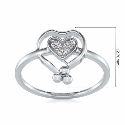 Ringing Heart Silver Ring - White Gold - Image 5
