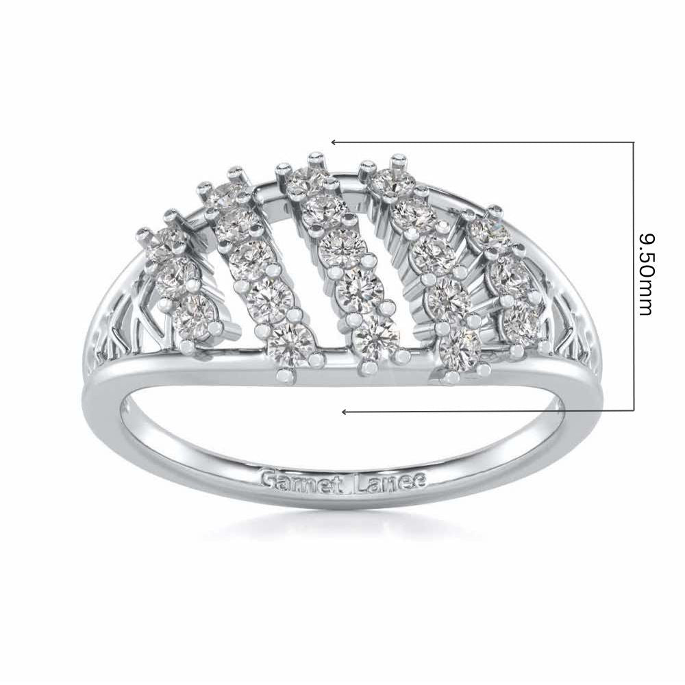 Flora Lattice Silver Ring - White Gold - Image 5