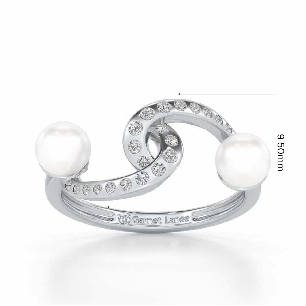 Swirl Twirl Silver Pearl Ring - White Gold - Image 5