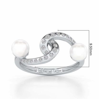 Swirl Twirl Silver Pearl Ring - White Gold - Image 5