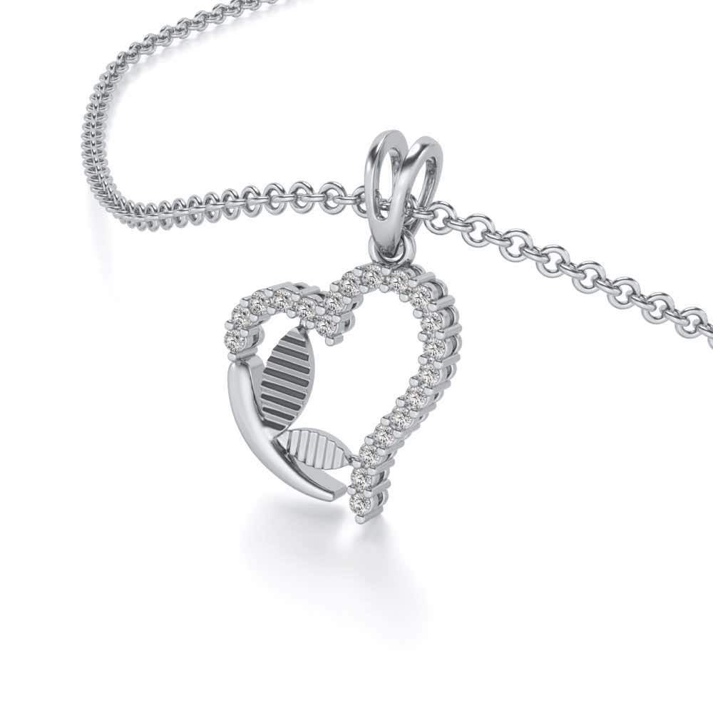 Butterfly Heart Silver Pendant - White Gold - Image 2