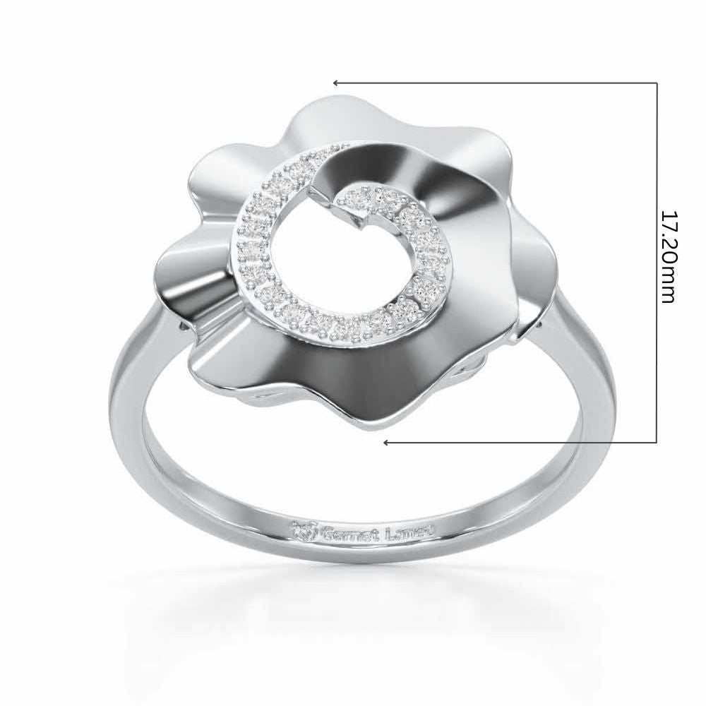 Twirl Flora Silver Ring - White Gold - Image 5