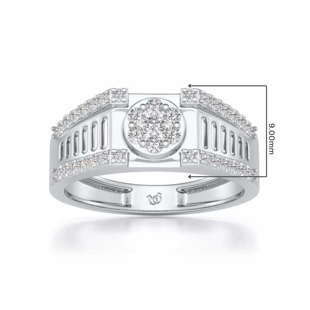 Groovy Ladder Silver Ring For Men - White Gold - Image 5