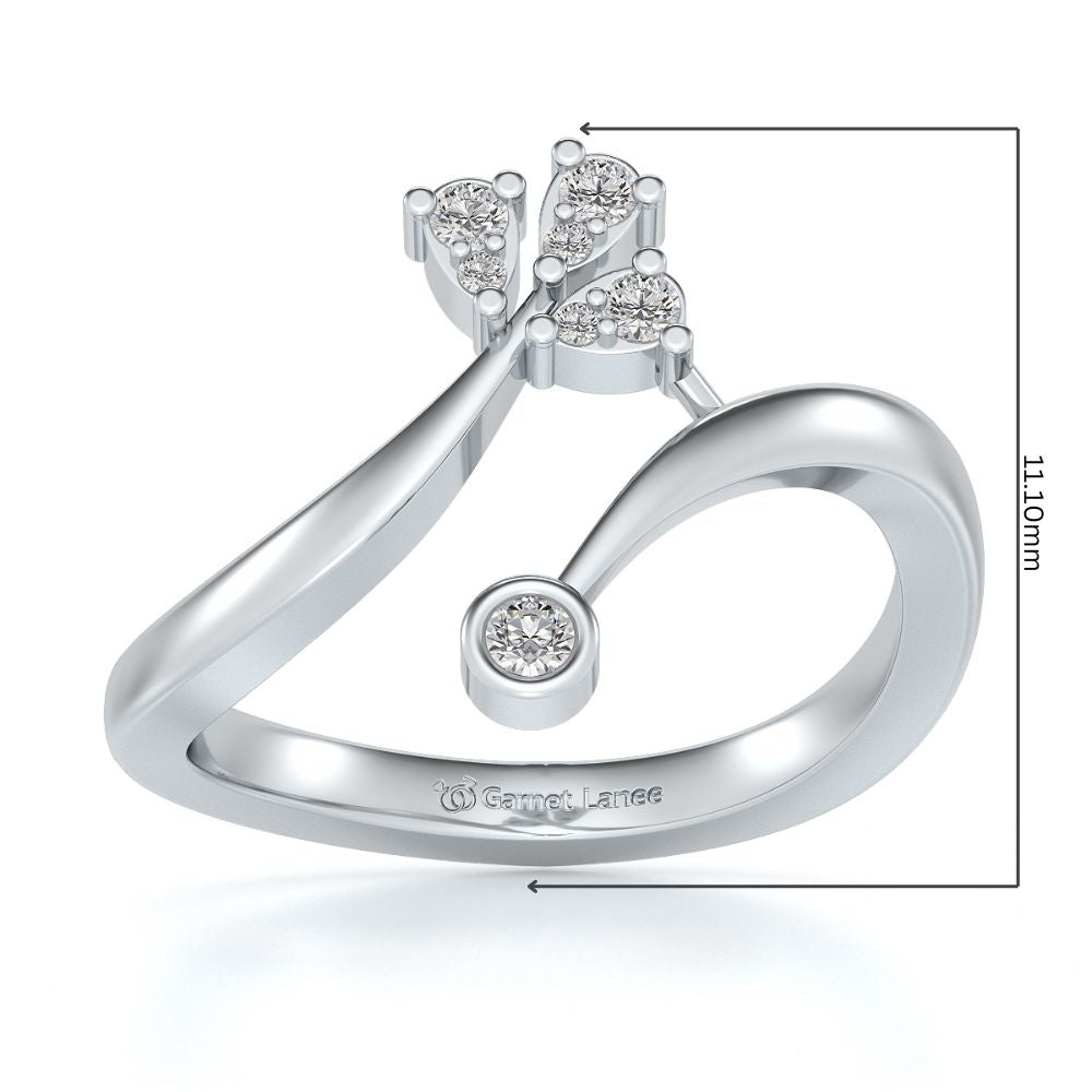 Trio Vignette Silver Ring - White Gold - Image 2