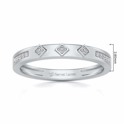 Embellished Silver Band Ring - White Gold - Image 5
