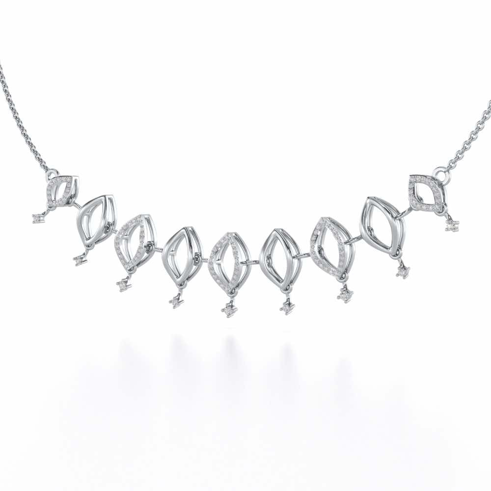 Ocean Serenity Silver Necklace - White Gold - Image 2