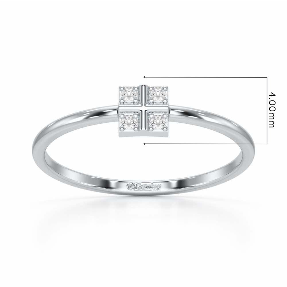 Dainty Square Silver Ring - White Gold - Image 5