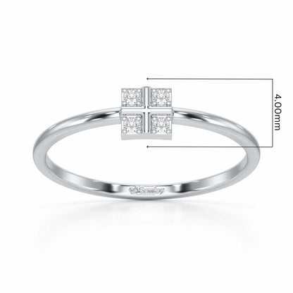 Dainty Square Silver Ring - White Gold - Image 5
