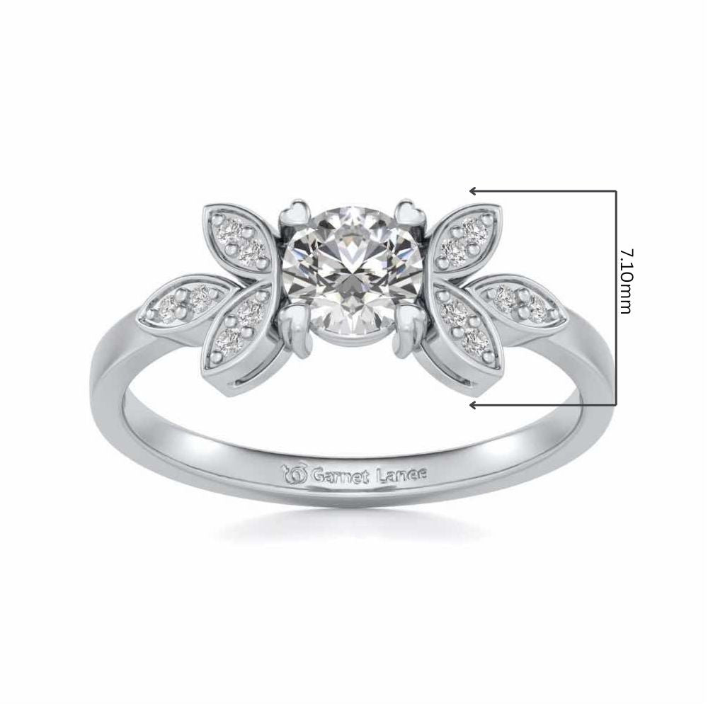 Flourish Solitaire Silver Ring - White Gold - Image 5