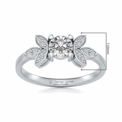 Flourish Solitaire Silver Ring - White Gold - Image 5