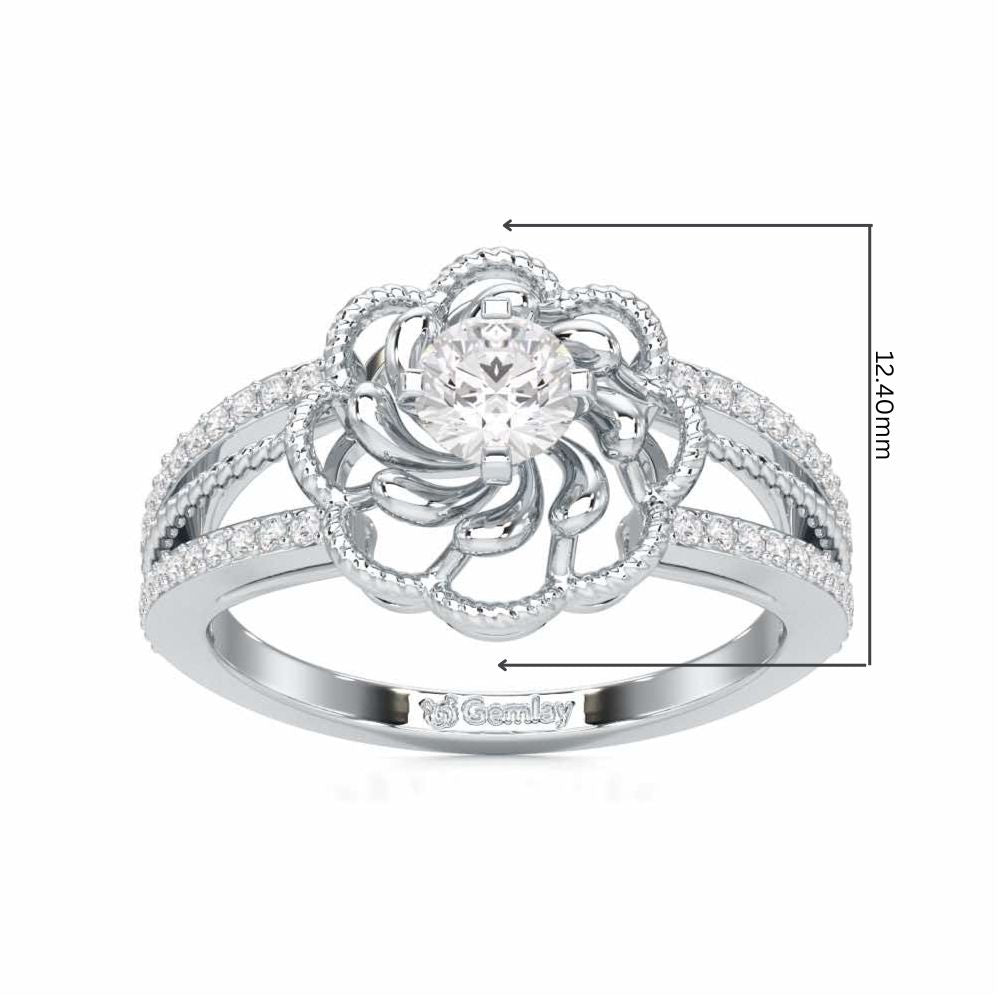 Elegance Bloom Solitaire Ring - White Gold - Image 5