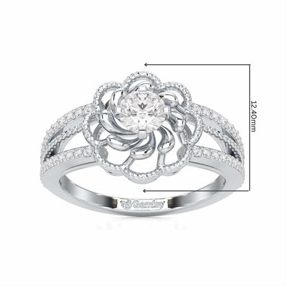 Elegance Bloom Solitaire Ring - White Gold - Image 5