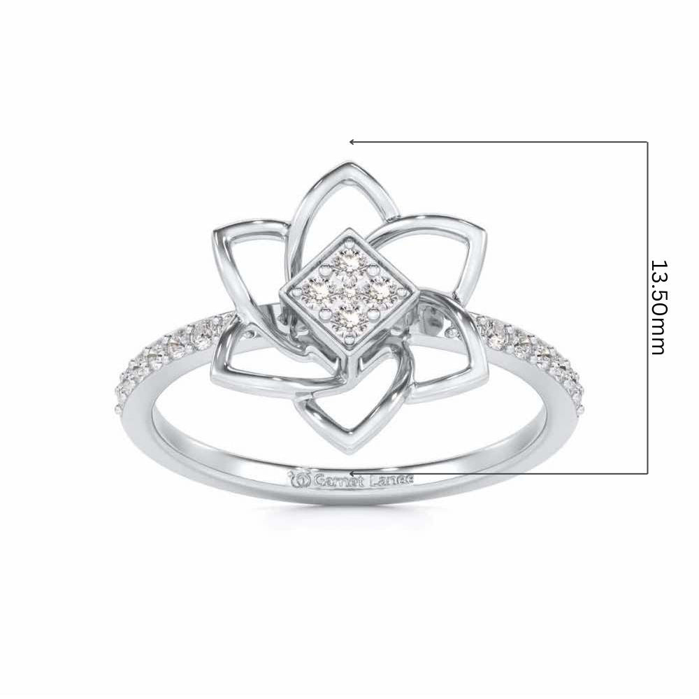 Pinwheel Flower Silver Ring - White Gold - Image 5