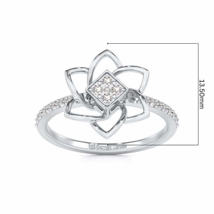 Pinwheel Flower Silver Ring - White Gold - Image 5