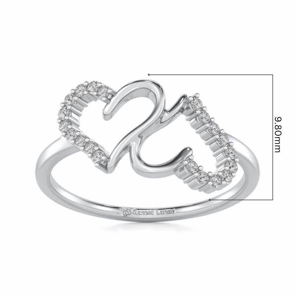 Up-n-Down Heart Silver Ring - White Gold - Image 5