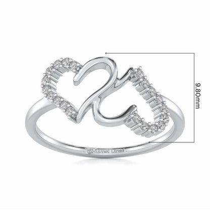 Up-n-Down Heart Silver Ring - White Gold - Image 5