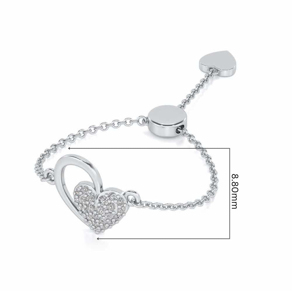 Shine Heart Adjustable Silver Ring - White Gold - Image 5