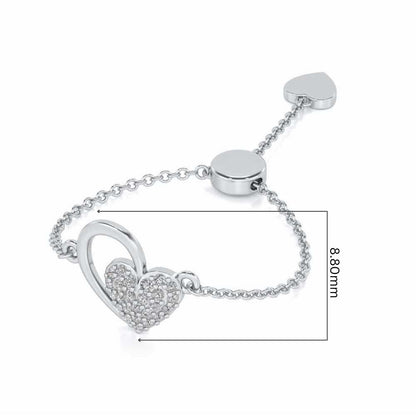 Shine Heart Adjustable Silver Ring - White Gold - Image 5