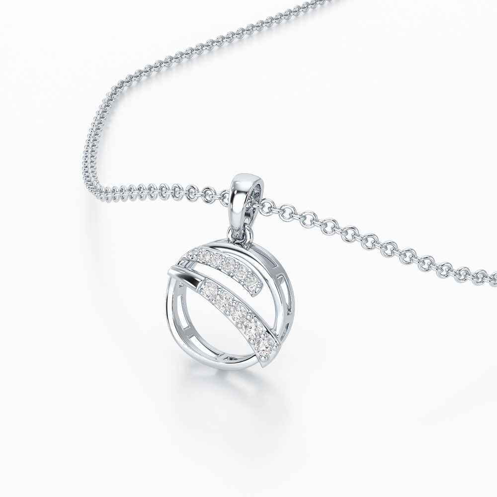 Celeste Sparkle Silver Pendant - White Gold - Image 2